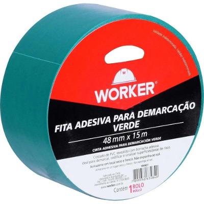 Fita de Demarcação Verde Worker 48MM X 15M com Aderência em Diferentes Superfícies