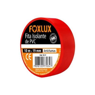 Fita Isolante de PVC Vermelha 10 Metros Alta Flexibilidade e Aderência Foxlux