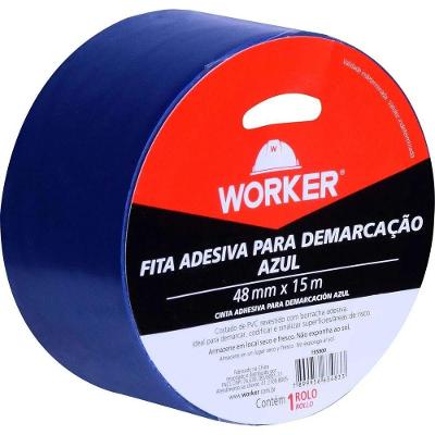 Fita de Demarcação Fita Adesiva 48mm X 15m Azul Worker 48MM 15M