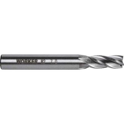 Fresa de Topo Reto Aço Rápido 7mm Haste 8mm com 4 Cortes Worker 7MM 8MM 66MM
