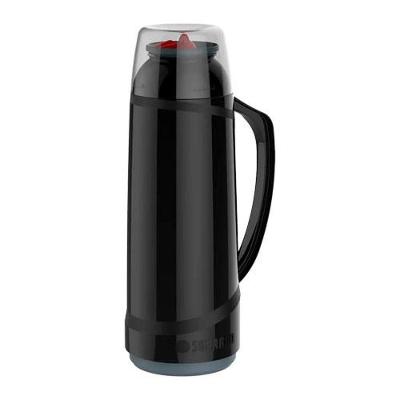 Garrafa Térmica Cristal com Bico Isolamento Térmico Ampola de Vidro Tampa Copo Preta 1L Soprano