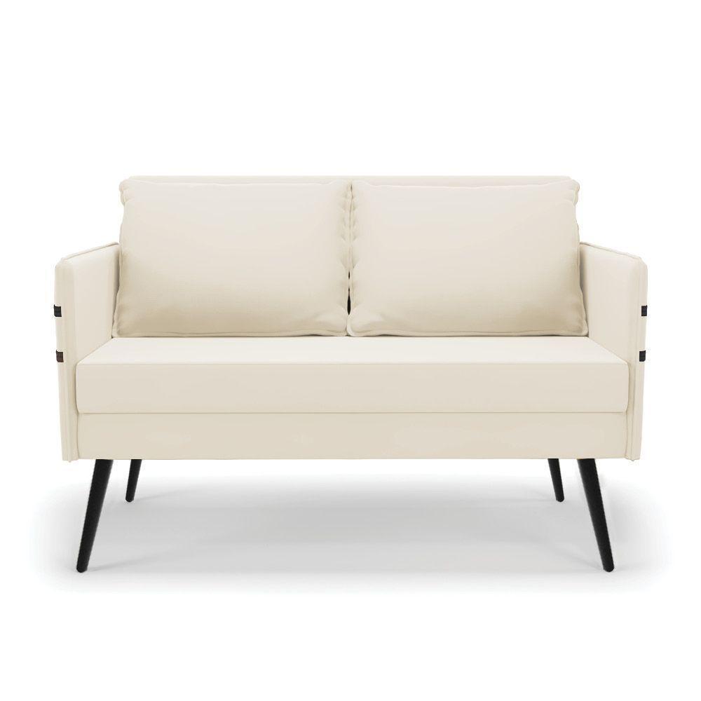 Namoradeira 02 Lugares Mari Veludo Pés Palito De Ferro - D'rossi Cor Bege - 8