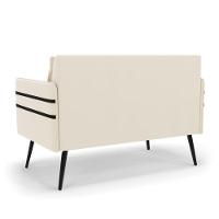 Namoradeira 02 Lugares Mari Veludo Pés Palito De Ferro - D'rossi Cor Bege - 8