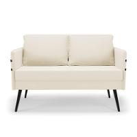 Namoradeira 02 Lugares Mari Veludo Pés Palito De Ferro - D'rossi Cor Bege - 12