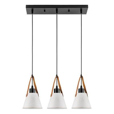 Luminária Pendente Giato Triplo Design Clássico Preto e Branco Kala 51CM