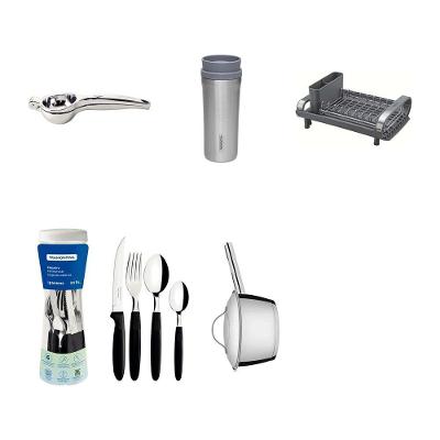 Kit Solteiro Cozinha Prática com Panela Faqueiro e Escorredor Aço Inox Compacto Grafite Tramontina