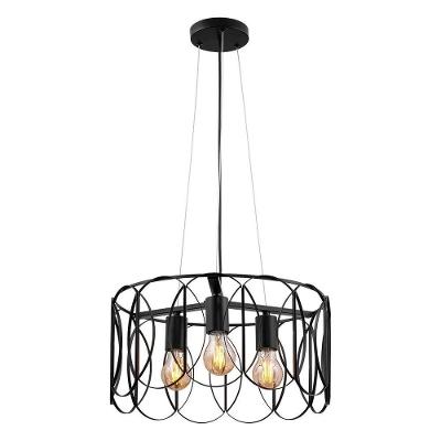 Luminária Pendente Azlo Preto Kala em Ferro com Iluminação Bivolt
