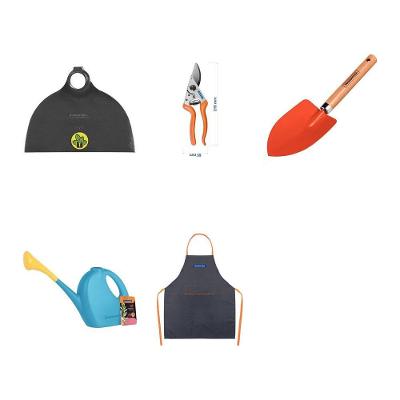 Kit de Ferramentas para Jardim dos Avós com Enxada Tesoura Pazinha Regador e Avental Cinza