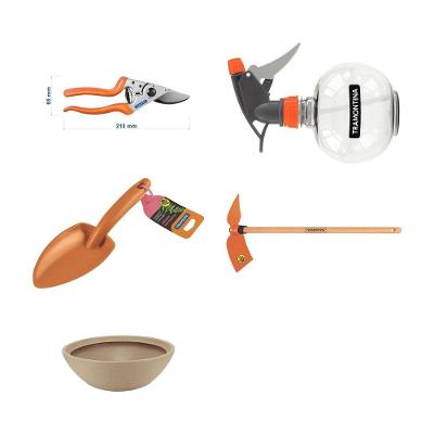 Kit de Ferramentas para Jardinagem Mini Horta em Casa com Vaso e Sacho e Pazinha e Pulverizador