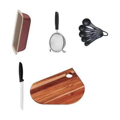 Kit de Utensílios para Cozinha Panificação Artesanal com Forma para Pão e Peneira e Colheres