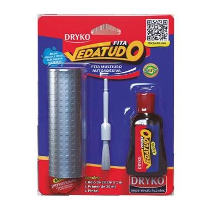 Kit Fita Asfáltica + Primer + Pincel Vedatudo Alta Aderência Dryko