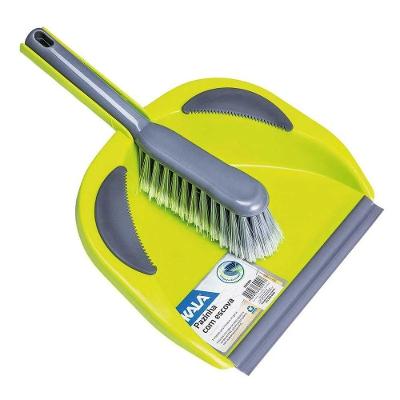 Pá com Escova Kala para Limpeza Polipropileno com Cerdas em PVC Multiuso Verde e Cinza Kala
