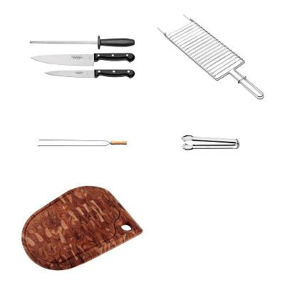 Kit Mestre do Churrasco com Facas Chaira Grelha Espeto Pegador e Tábua Tramontina