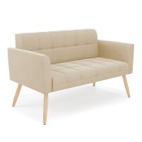 Kit 1 Sofá Namoradeira E 2 Poltronas Elisa Suede Pés Palito Natural - D'rossi Cor Bege - 5