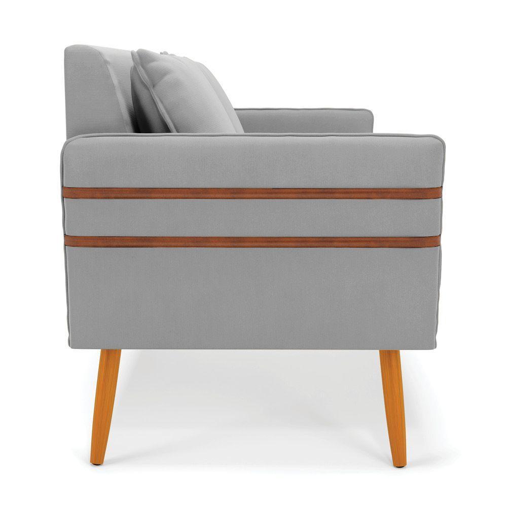 Namoradeira 02 Lugares Mari Suede Pés Palito Castanho D'rossi Cor Cinza - 6