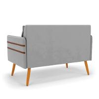 Namoradeira 02 Lugares Mari Suede Pés Palito Castanho D'rossi Cor Cinza - 5