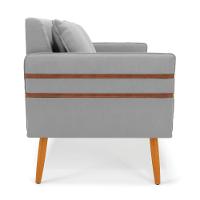 Namoradeira 02 Lugares Mari Suede Pés Palito Castanho D'rossi Cor Cinza - 6