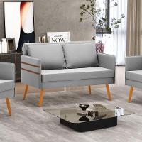 Namoradeira 02 Lugares Mari Suede Pés Palito Castanho D'rossi Cor Cinza - 8