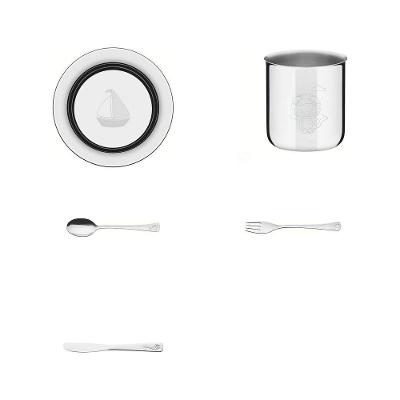 Kit Infantil Tramontina Escolar com Prato Copo e Talheres em Aço Inox Tramontina