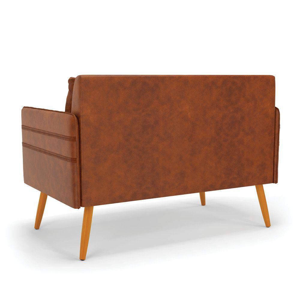 Namoradeira 02 Lugares Mari Corano Nozes Pés Palito Castanho - D'rossi - 5