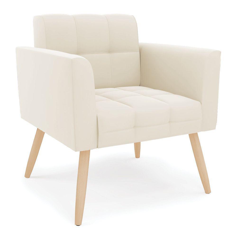 Kit 1 Sofá Namoradeira E 1 Poltrona Elisa Veludo Pés Palito  - D'rossi Cor Bege - 7