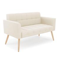 Kit 1 Sofá Namoradeira E 1 Poltrona Elisa Veludo Pés Palito  - D'rossi Cor Bege - 8