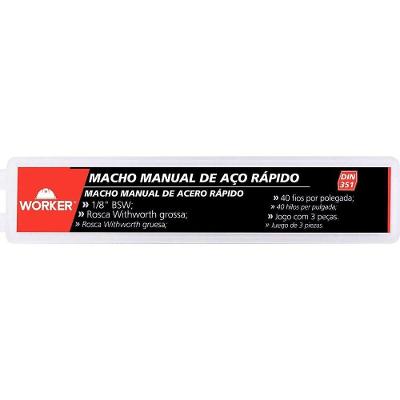 Jogo Macho Manual BSW 1-8x40mm 3 Peças para Roscagem com Precisão Aço Carboneto Worker