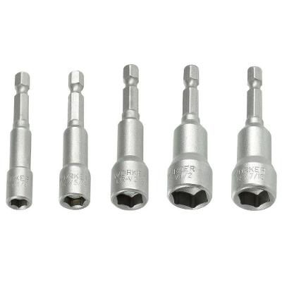 Jogo de Soquetes Magnético Worker com Ponta Magnetizada e Encaixe Sextavado 1-4" - 6,35mm 5 Peças