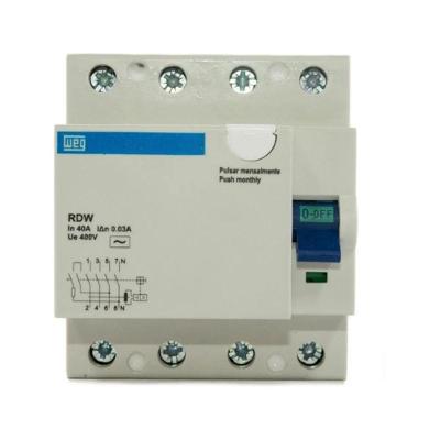 Interruptor DR RDW 40A 4 Polos 30mA Bivolt Protecao Contra Fuga de Corrente WEG