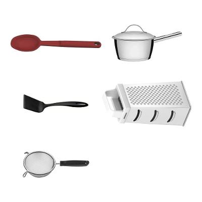 Kit Panela Colher Espátula Ralador e Peneira Aço Inox e Silicone para Cozinha Tramontina