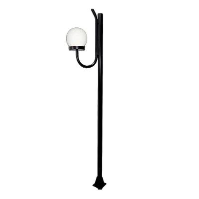 Poste de Iluminação L057OM com Braço Curvo e Globo g para Jardim Preto Ouro Minas
