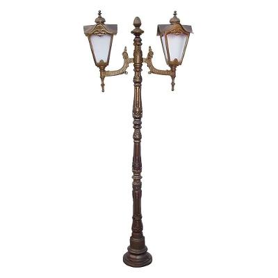 Poste para Jardim Genebra 2 Luminárias Alumínio e Vidro Inox 1,93m Luminárias N. Sra. da Guia