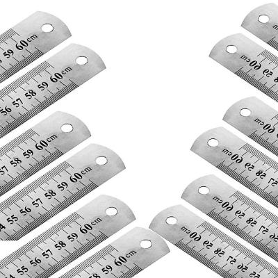 Régua Motivate RM60X12MT Metal Aço para Desenho Projeto Costura Pipa 60CM Kit 12 Inox