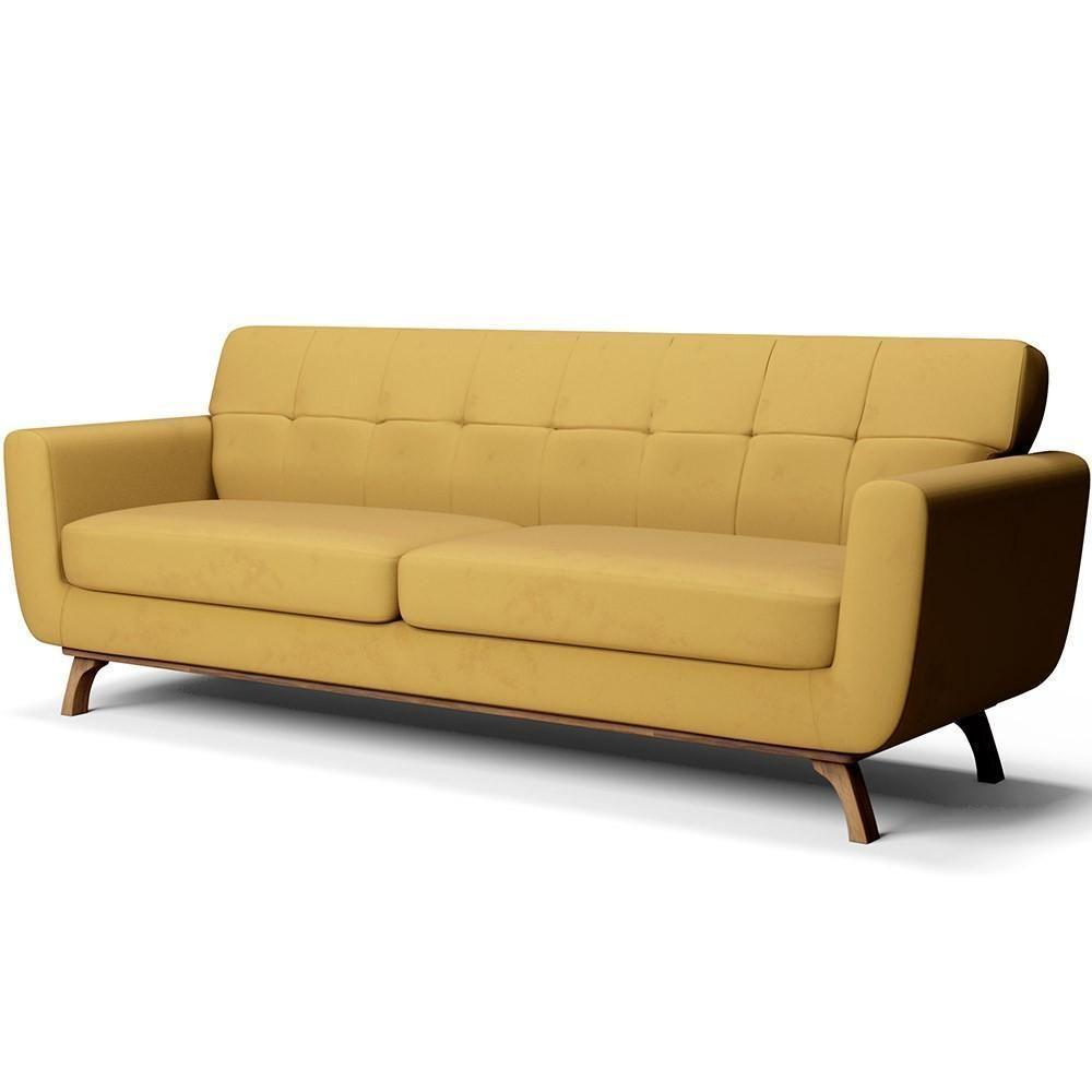 Sofá 3 Lugares Sala De Estar Miami 210 Cm Mostarda C-279 - 1