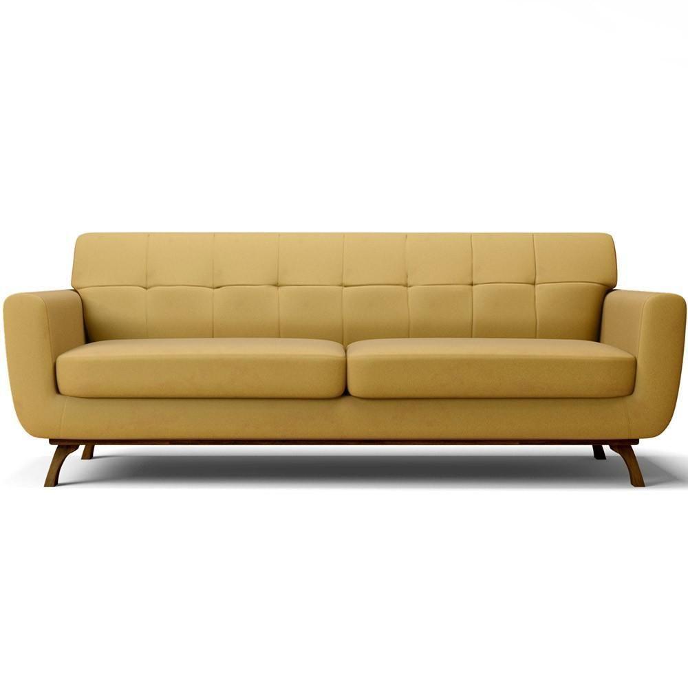 Sofá 3 Lugares Sala De Estar Miami 210 Cm Mostarda C-279 - 7
