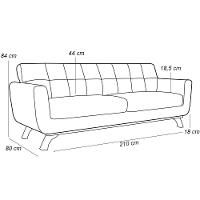 Sofá 3 Lugares Sala De Estar Miami 210 Cm Mostarda C-279 - 3