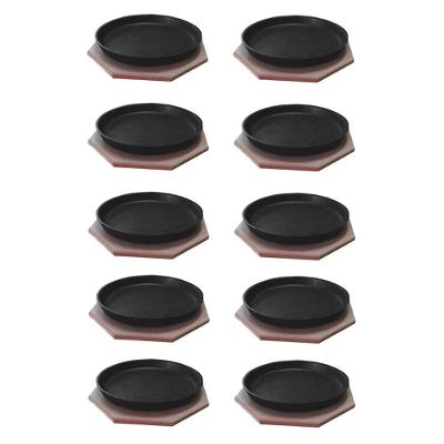 Jogo de Tepan Redondo 18 Ferro Fundido e MDF com 10 Aparadores para Servir Porções 10 X 144RIG