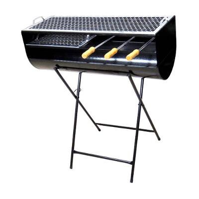 Churrasqueira Espetinho Pé F008FOM Assar Carnes Aço Carbono com 2 Grelhas e 3 Espetos Preto Ouro