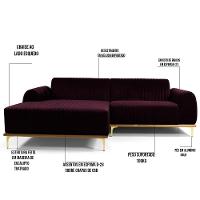 Sofá 3 Lugares Com Chaise Molino 245 Cm Roxo Grape C-292 - 7
