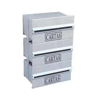 Caixa de Correio A217-OM 3 Módulos Detrás para Muro Inox Ouro Minas