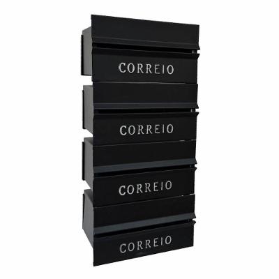 Caixa de Correio Condomínio 004POM com Abertura Traseira Preto Ouro Minas 25CM
