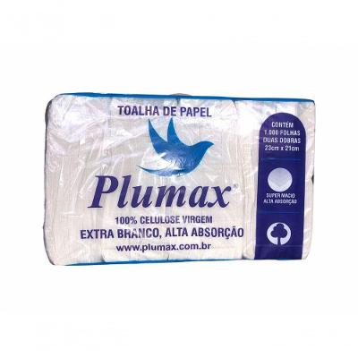 Papel Toalha Descartável Interfolha 02 Dobras Celulose Virgem Absorção Alta Economia Plumax