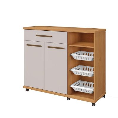 Fruteira Salinas 2 Portas 1 Gaveta MDF 107CM Cinamomo e Off White Arte Móveis