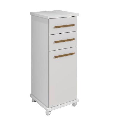 Balcão Tókio 1 Porta 2 Gavetas MDF 39CM Branco com Rodízios Arte Móveis