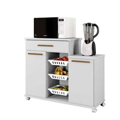 Fruteira Teresina 2 Portas 1 Gaveta MDF-MDP 107CM Branco Arte Móveis 3 Cestos
