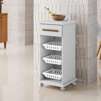 Fruteira Curitiba 1 Gaveta 3 Cestos MDF-MDP 39CM Branco com Tampo MDF Arte Móveis