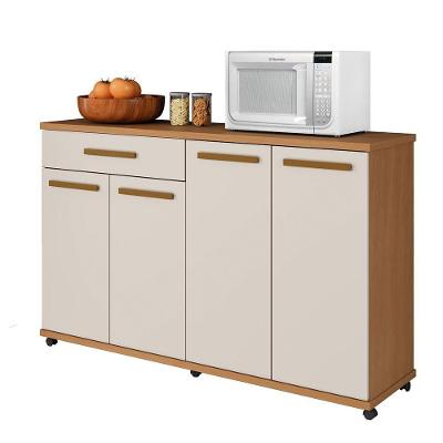 Balcão de Cozinha Campinas 4 Portas 1 Gaveta MDF 141CM Cinamomo Arte Móveis