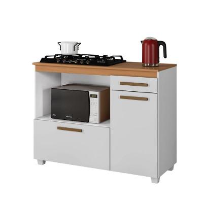 Balcão para Cooktop Cronus 2 Portas 1 Gaveta MDF-MDP 120CM Branco Arte Móveis