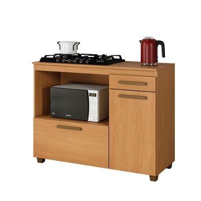 Balcão para Cooktop Cronus 2 Portas 1 Gaveta 2 Prateleiras MDF-MDP 120CM Cinza Arte Móveis