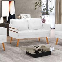 Namoradeira 02 Lugares Mari Corano Branco Pés Palito Castanho - D'rossi - 8